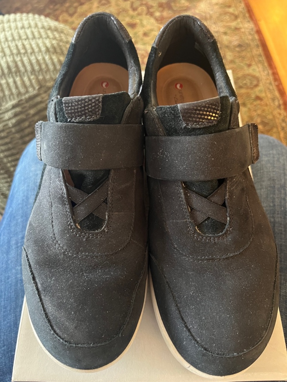 Unstructured by Clark’s Women's Black Suede Strap Sneakers